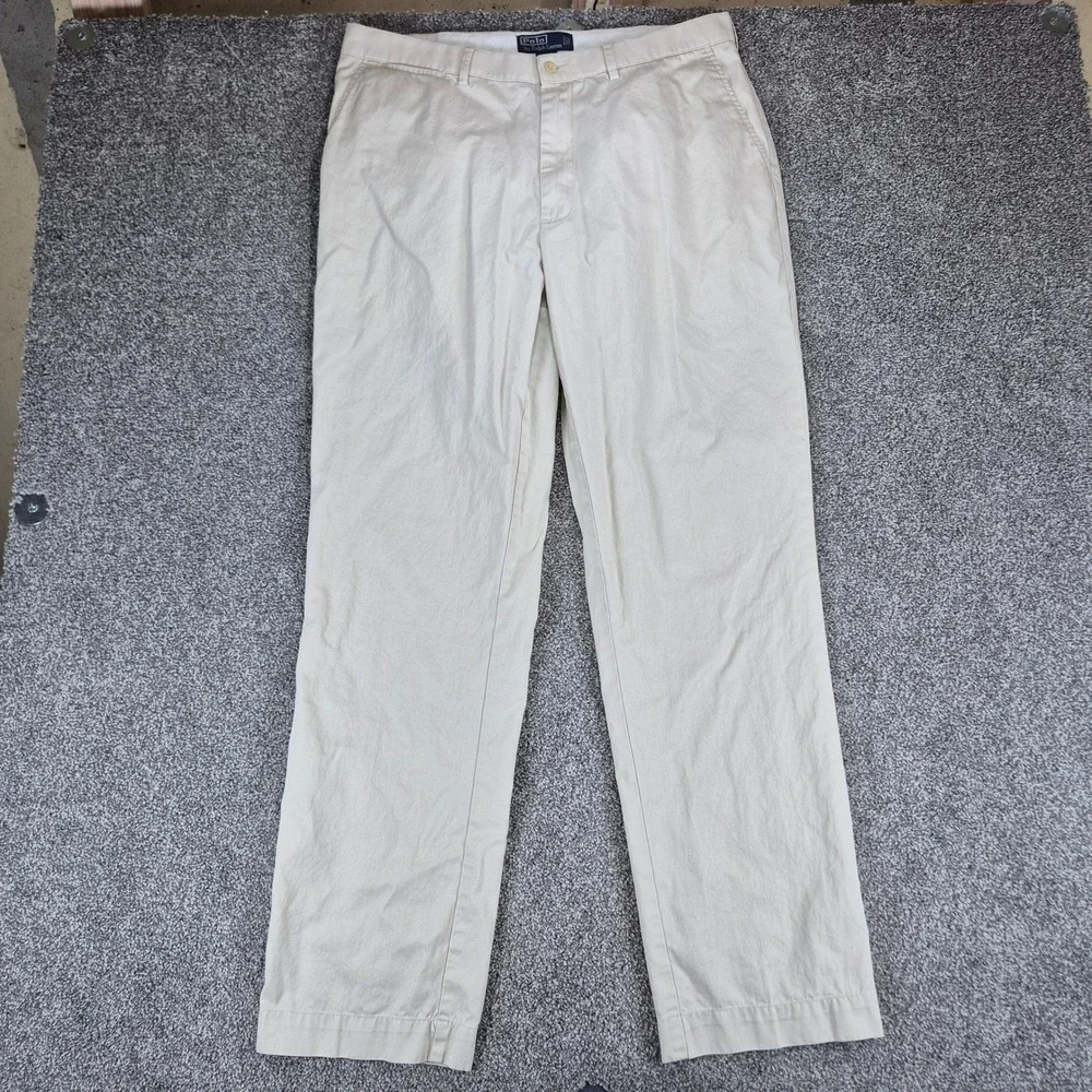 Polo Ralph Lauren Chino‎ Pants Mens 36x34 Beige Tan 100% Cotton Straight Leg